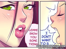 Busty lesbians kissing and licking pussy in cartoon sex
