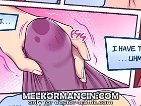 Naughty girl with big cartoon boobs trying to fight with seduction and passion