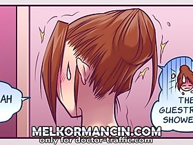 Chill out on porn comix, Janice. It's just a shower and that's it