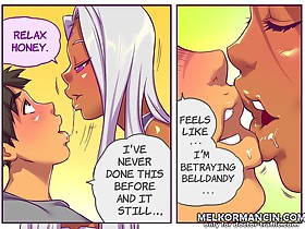 Great blonde seducing guy in comic sex