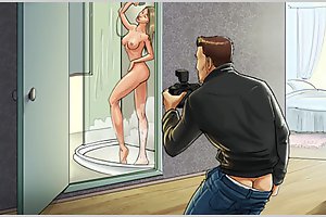 Amazing spy cartoons with horny busty cuties hunted naked on cams