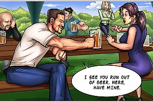 Drunk cartoon xxx game with horny bitch seduced with big throbbing cock