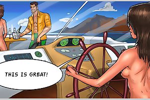 Horny xxx comics game with nude hottie fucked hard on the yacht