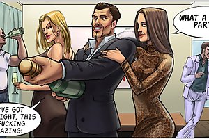 Horny drawn porn chicks seducing hot muscled stud to fuck his huge cock