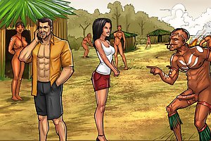 Exciting anime porn games with hot babe and pussy starving aborigines