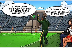 Porn cartoons slut gets pussy wet watching football match