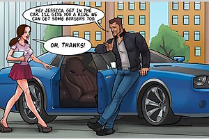Comic book porn story with hot cute babe picked up for dirty street fuck