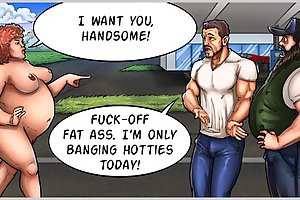 Perverted sex cartoon games with BBW whore starving for biig handsome cocks in her ass