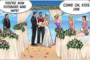 Best cartoon bride porn with kinky whore starving to get big cock in her twat