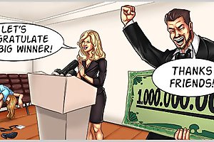 Real toon porn gallery with blonde whore getting wet in her pussy during her public debate