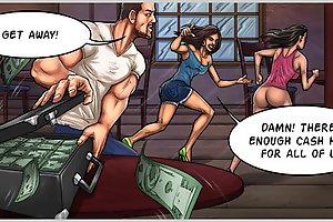 Astonishing cartoon sex comics with booty sluts escaping from very big criminal cock