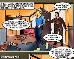 Mandy going to the bathroom to her stepson adult comics