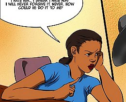 Sexy ebony cartoon girl watching on her husband adulter