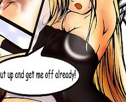 Young girl with great cartoon boobs doing blowjob