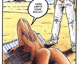 Sexy cartoons with a boy stroking on his naked babysitter