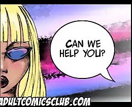 Adult Comics Club. Two sexy cartoon girls - owners of gas station