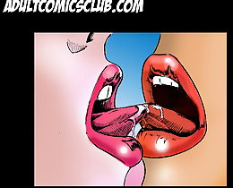 Adult Comics Club. Lesbian cartoon porn with three young girls