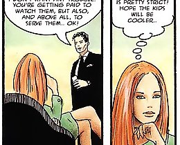 Young babysitter and two nice children erotic comics