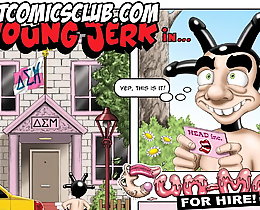 Adult Comics Club. Young jerk cun-man in the girls block