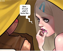 Nasty adult porn comics having blonde tiny pervert bitch sneaks for a very nice look at