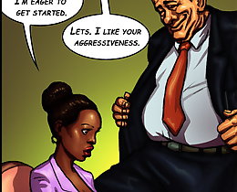 Interracial porn comics. Pervert white bureaucrat spot his own fat tool at paws of ebony gal