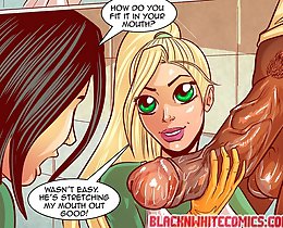 How do you fit it in your mouth on this black cartoon porn? He's stretching my mouth out good!