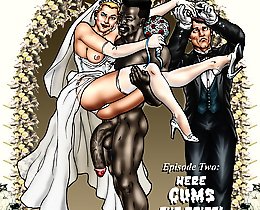 White bride and black fucker interracial toon sex