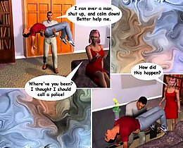 Hot 3D Wife Comics. Big cock stick wet 3d pussy of cheating pink haired wife