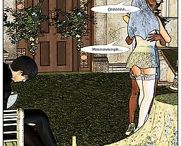 Black gardener kissing white cartoon tits