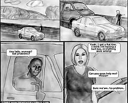 Hooked on the road by two ebony cartoon porn geeks and pounded right on the roadside