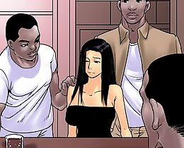 Interracial cartoon group sex: one girl and four niggas