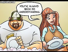 Sexy cartoon redhead girl with big tits