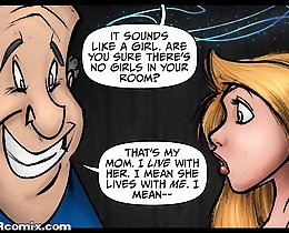 JKR comix. Nude cartoon girl wants to leave Barry's room
