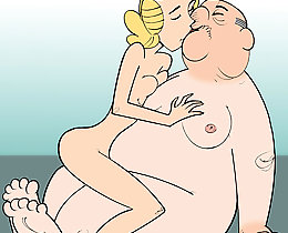 Dennis the Menace grandpa have wild cartoon sex after watering the lawn