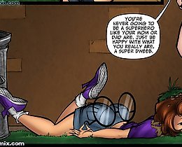 JKR comix. Nude cartoon girl awake in unknown place
