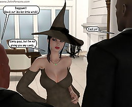 White witch and three black gentlemens 3d porn toons