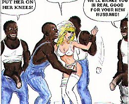 Four niggers forced white bride cartoon rape