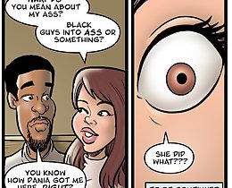 Lovely booty whore face fucked hard in John Persons comics porn interracial gang bang orgy