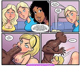 Amazing comic porno where four girls were feed with black cum