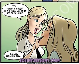 Astonishing John Person free comic lesbian session with very wet and juicy whores starving for orgasms