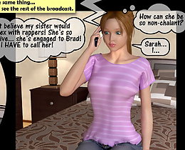 Nice blonde girl in 3d cartoon porn waiting for her sister that fucks with black men