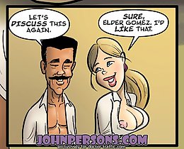 Mindless John Person cartoons present shared blonde bitch sucking huge strange dicks in public place