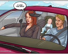 Hot ebony cartoon porn! Lusty slut serving huge black cock in car!