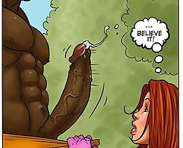 Hot and sexy cartoon porn with naughty babe trying big black cock
