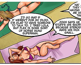 Beach xxx cartoons with naughty busty ladies craving for big dicks