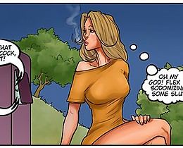 Curvaceous blonde cutie is waiting for the action in cartoon black sex comics