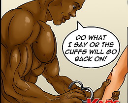 Buxomy pretty girl first meets such a big ebony prick in interracial erotic comics!