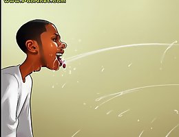 Dark-colored dude lick a milk from enormous juggs of white girl on that interracial toon porn