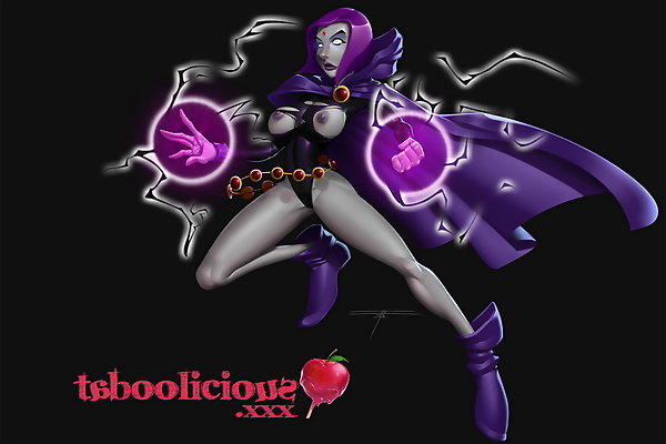 Nude Raven make her dark wonder greater with topless toon boobs and also dripping slit